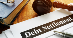  (debt settlement agreement document in a court setting)